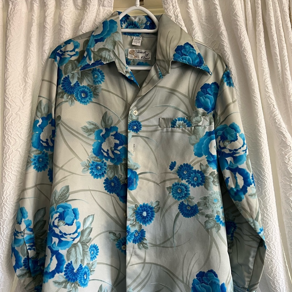 Touch of Class Floral Shirt in Blue and Gray